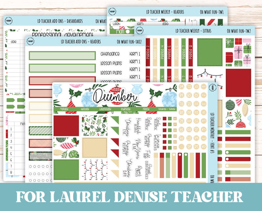 DECEMBER Stickers for The Valerie Laurel Denise Planner (Formerly Teacher Planner) "Oh What Fun" || TOWF