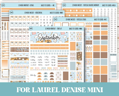 September Stickers for Small Horizontal & Vertical Laurel Denise Planners. (Formerly Mini Planner) "Back to School" || MBTS