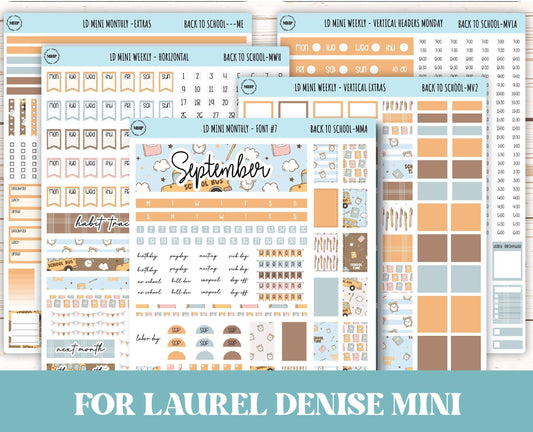 September Stickers for Small Horizontal & Vertical Laurel Denise Planners. (Formerly Mini Planner) "Back to School" || MBTS
