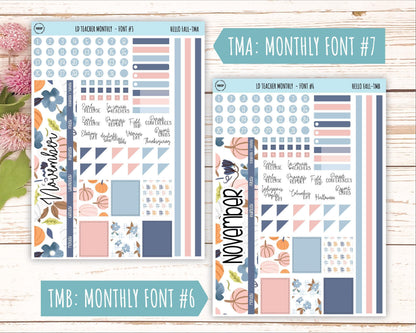 NOVEMBER Stickers for The Valerie Laurel Denise Planner (Formerly Teacher Planner) "Hello Fall" || THF