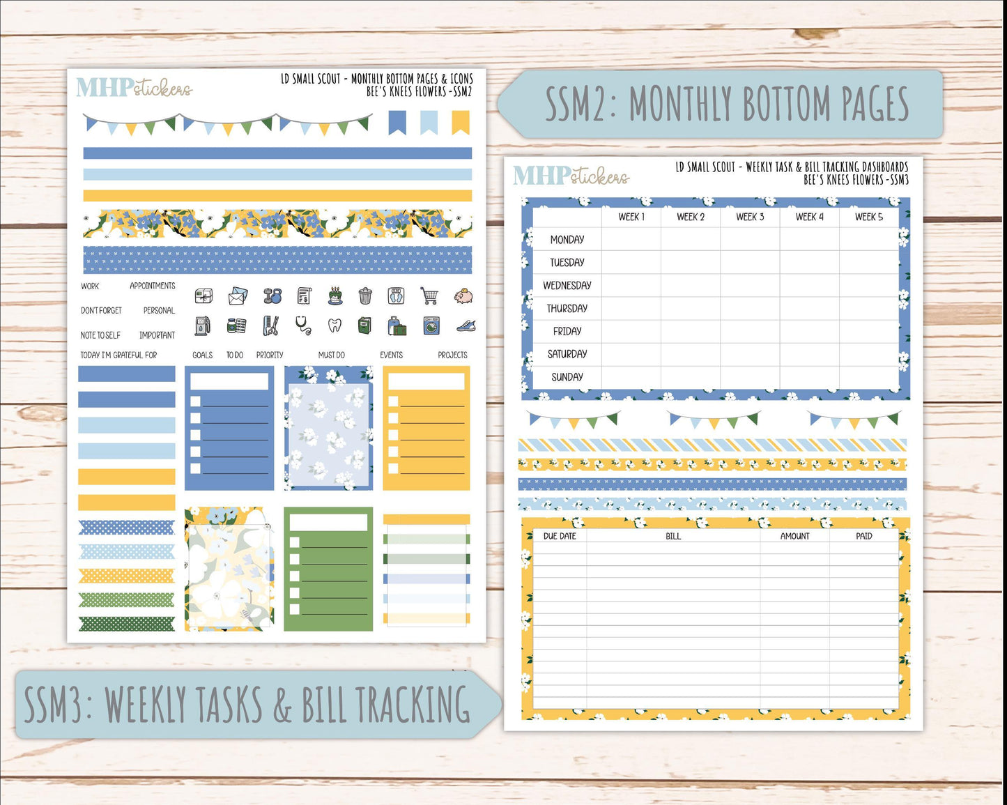 APRIL 2026 Stickers for the Small Scout Planner. For Laurel Denise Planners. "Bee's Knees Flowers" ||SS