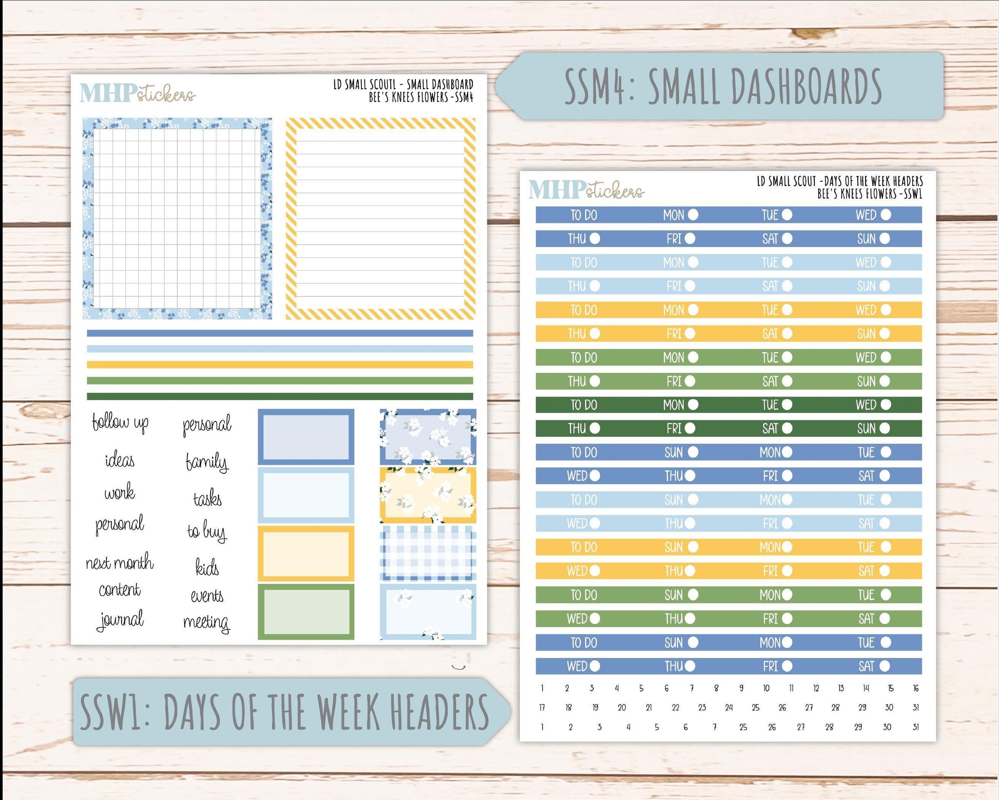 APRIL 2026 Stickers for the Small Scout Planner. For Laurel Denise Planners. "Bee's Knees Flowers" ||SS