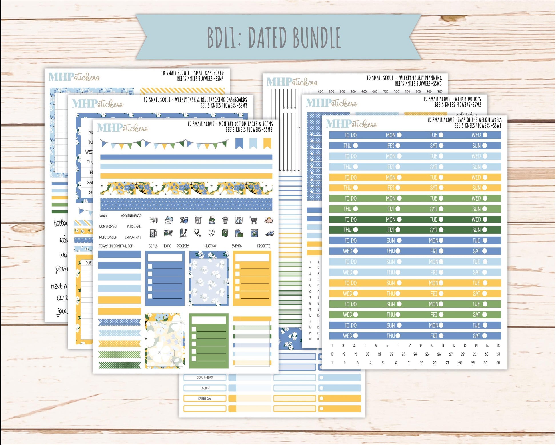 APRIL 2026 Stickers for the Small Scout Planner. For Laurel Denise Planners. "Bee's Knees Flowers" ||SS