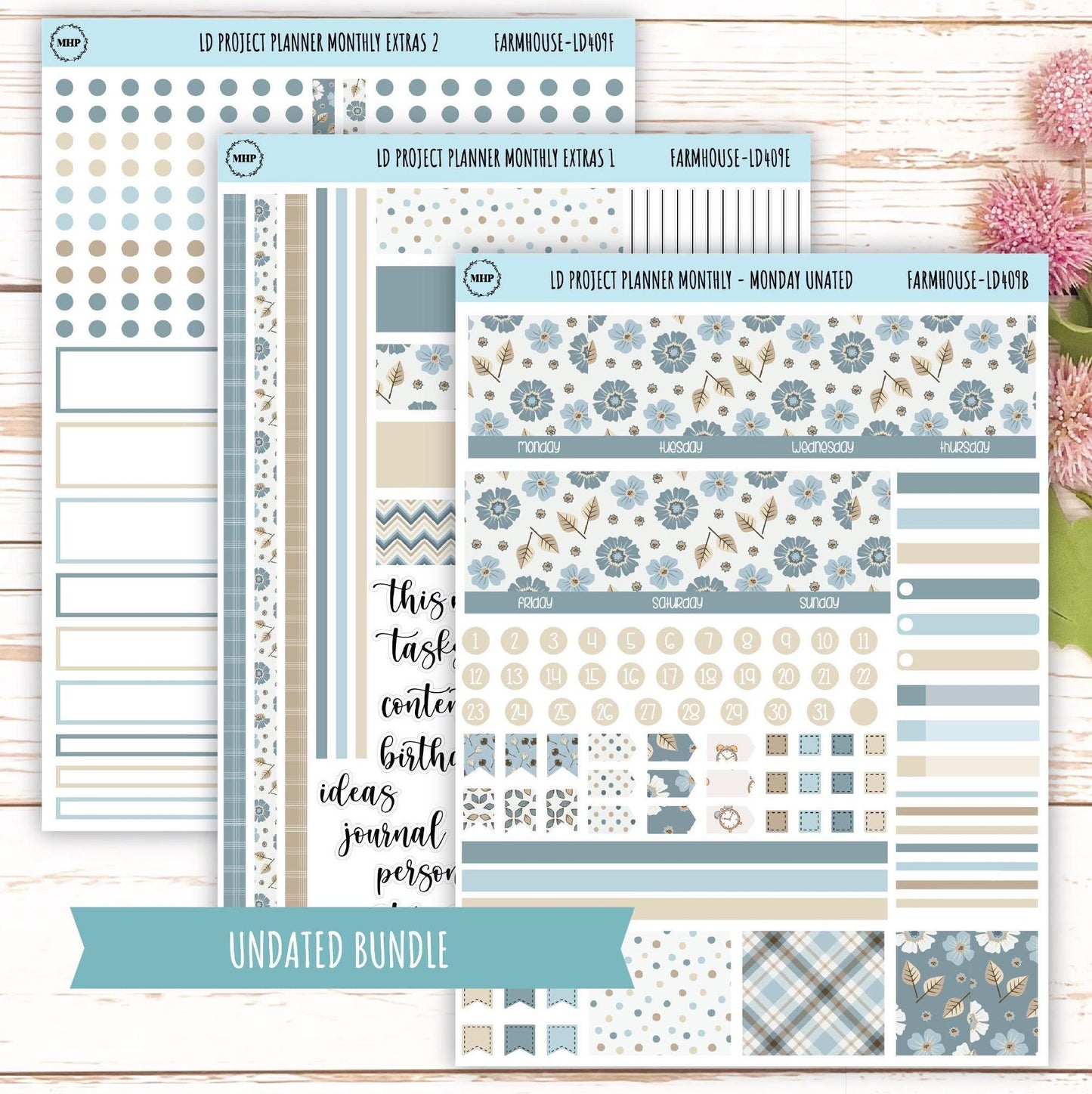 SEPTEMBER Stickers for The Rose Large Laurel Denise Planner (Formerly Project Planner) "Farmhouse" || LD409FH
