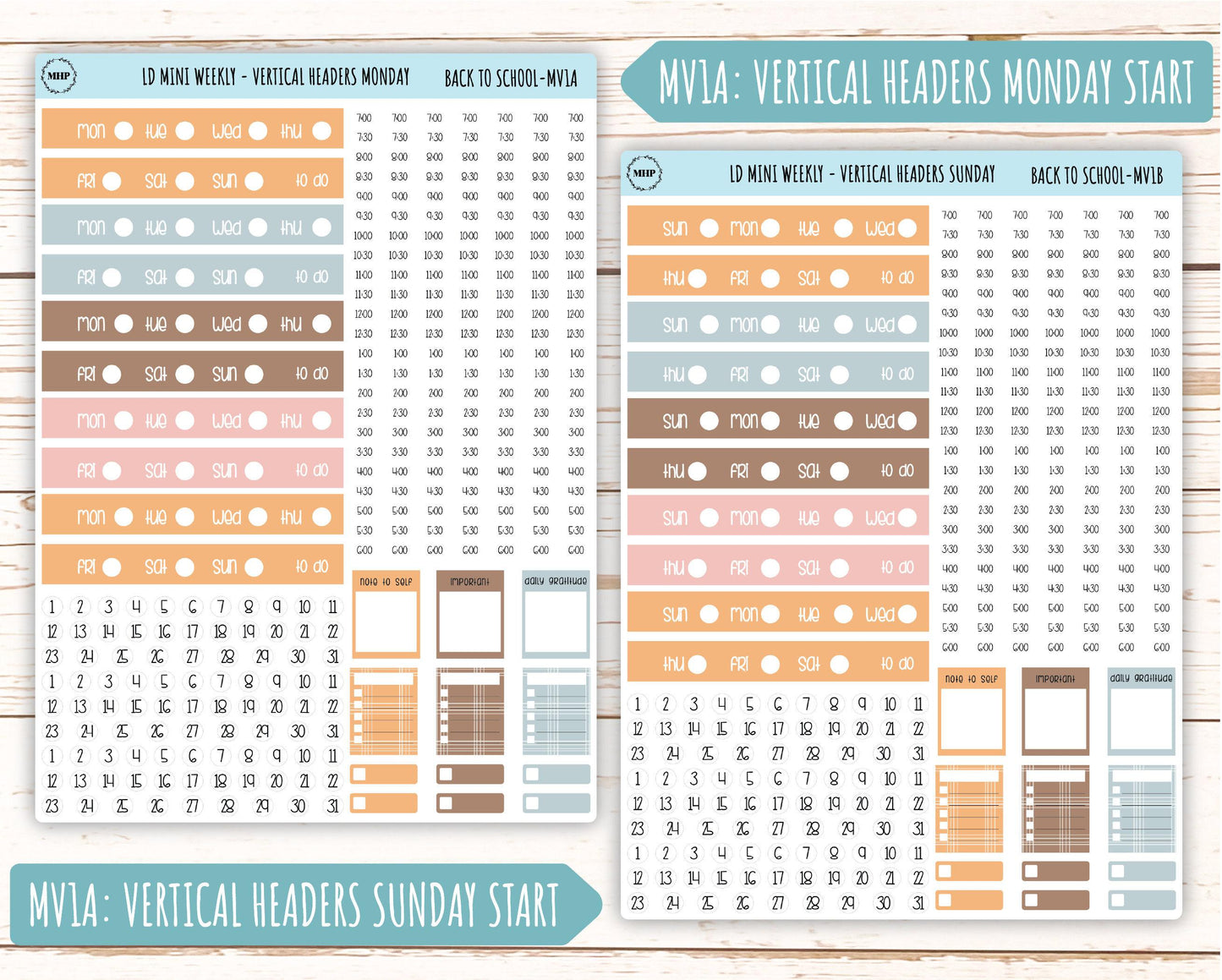 September Stickers for Small Horizontal & Vertical Laurel Denise Planners. (Formerly Mini Planner) "Back to School" || MBTS