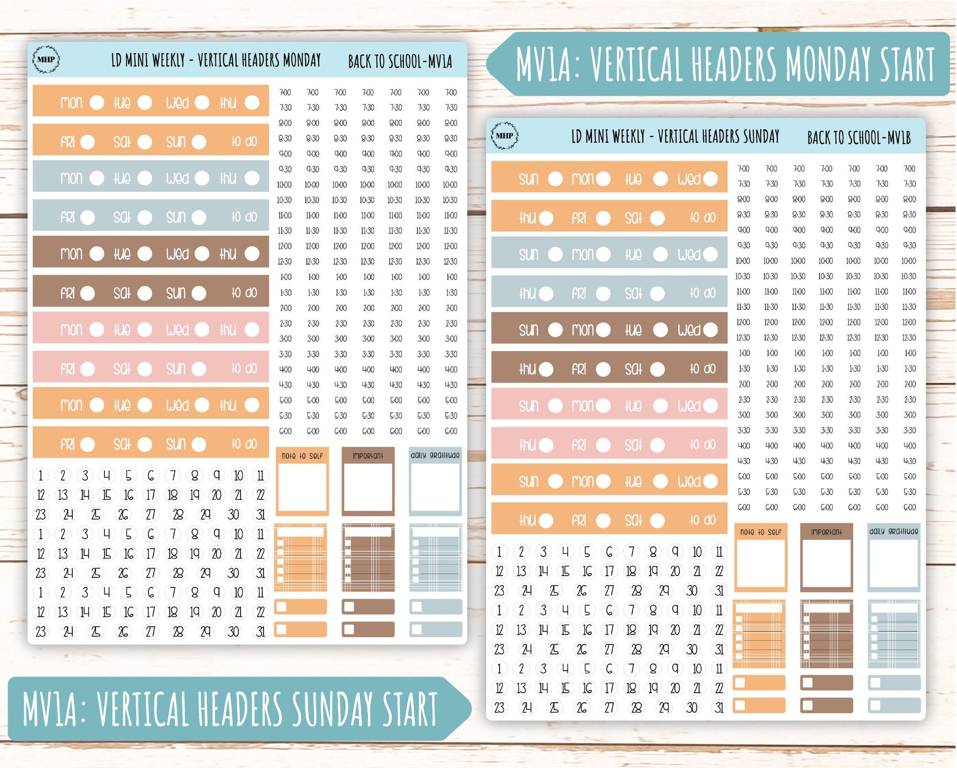 September Stickers for Small Horizontal & Vertical Laurel Denise Planners. (Formerly Mini Planner) "Back to School" || MBTS