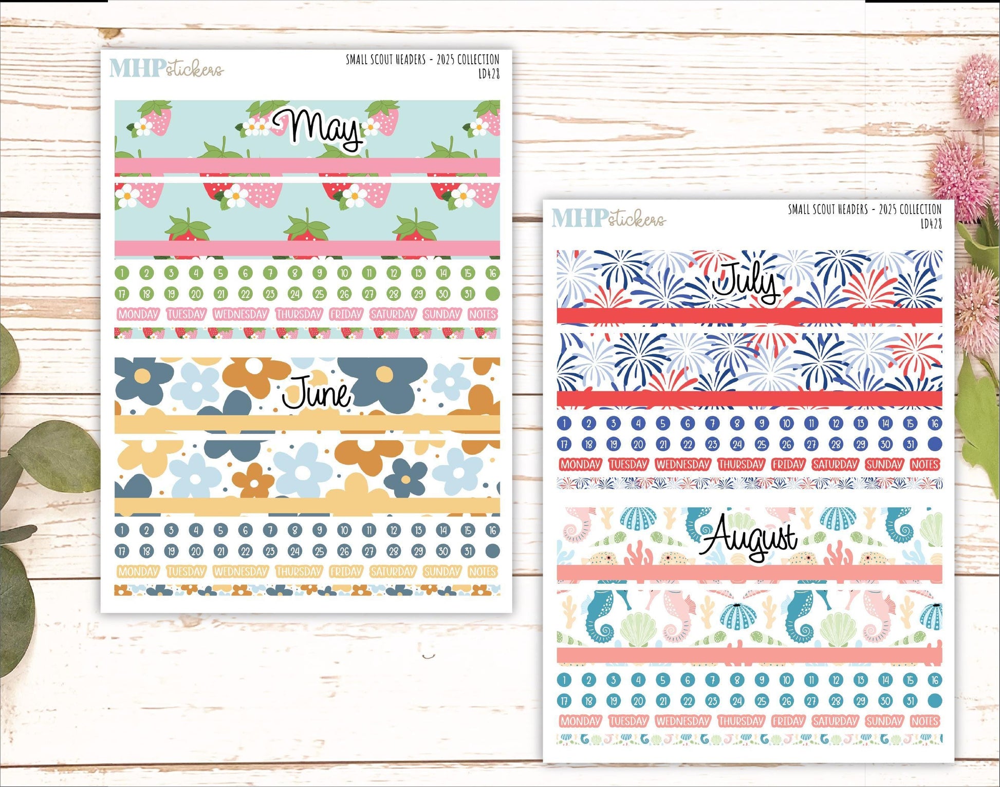 Monthly Headers Set for Laurel Denise Small Scout Planner. 2025 Collection (A) || LD428