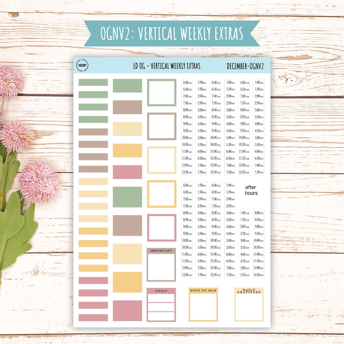 Neutral Color Stickers for Large size Horizontal & Vertical Laurel Denise Planner. (Formerly Original or Standar Size) DECEMBER || OGNDEC