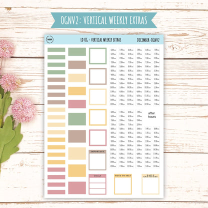 Neutral Color Stickers for Large size Horizontal & Vertical Laurel Denise Planner. (Formerly Original or Standar Size) DECEMBER || OGNDEC