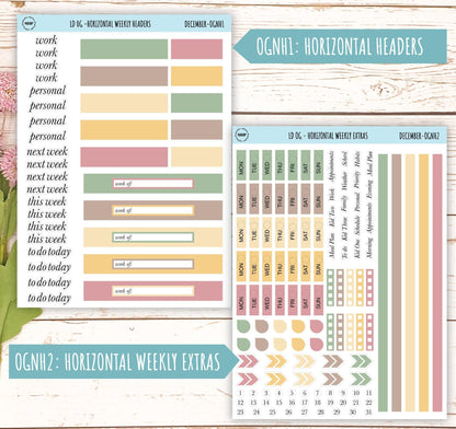 Neutral Color Stickers for Large size Horizontal & Vertical Laurel Denise Planner. (Formerly Original or Standar Size) DECEMBER || OGNDEC