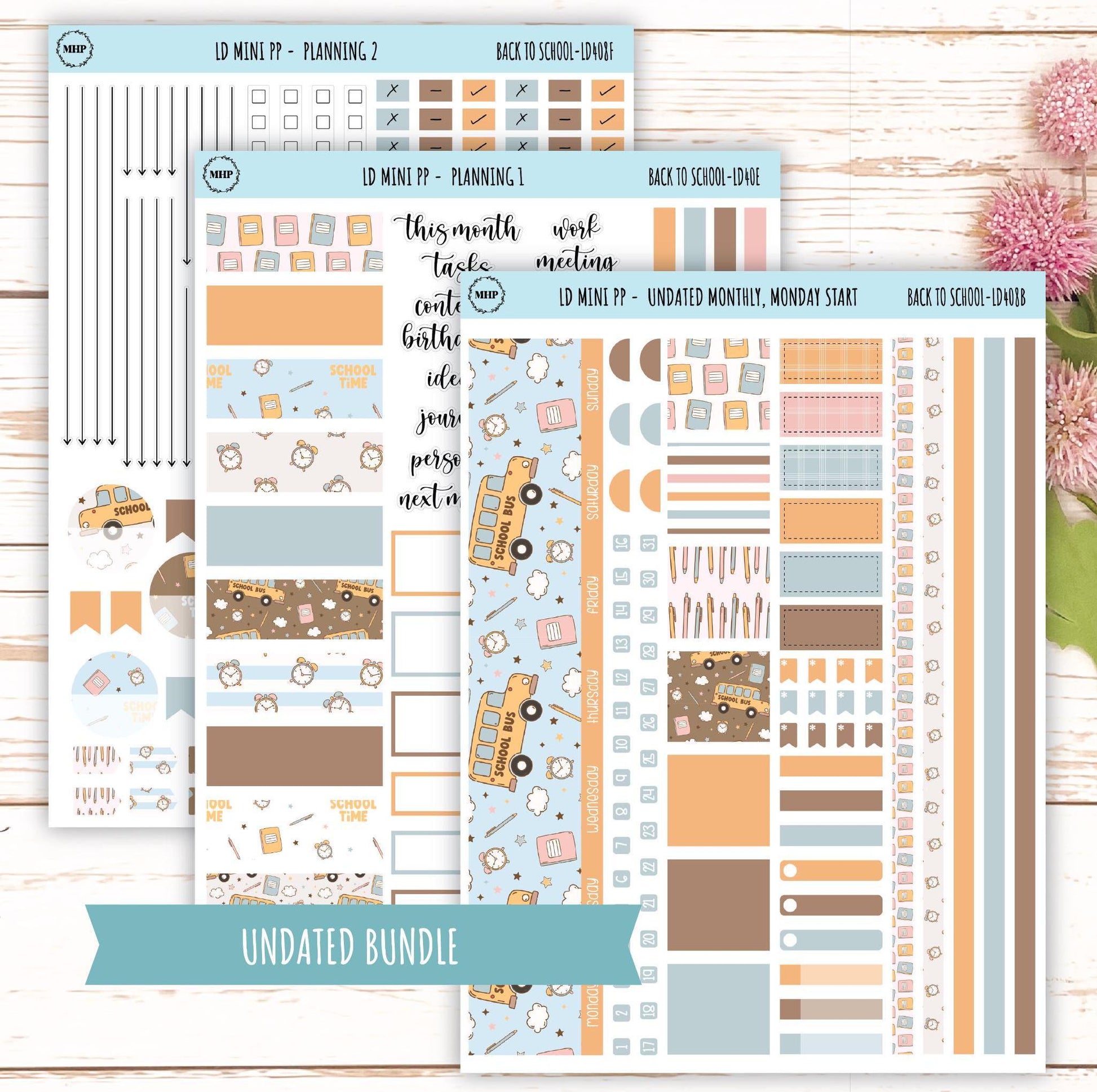 SEPTEMBER Stickers for The Rose Small Laurel Denise Planner (Formerly Mini Project Planner) "Back to School" || LD408BTS