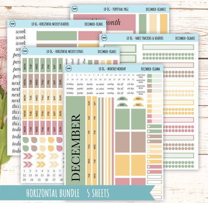 Neutral Color Stickers for Large size Horizontal & Vertical Laurel Denise Planner. (Formerly Original or Standar Size) DECEMBER || OGNDEC