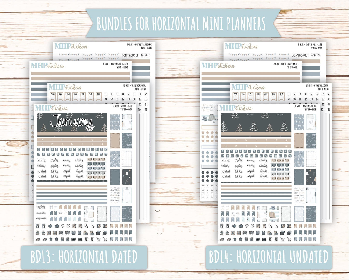 JANUARY 2025 Stickers for small Laurel Denise Planners "Winter" || MNW