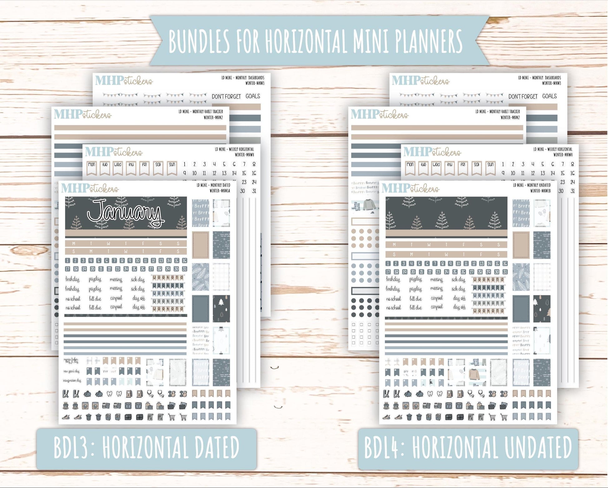 JANUARY 2025 Stickers for small Laurel Denise Planners "Winter" || MNW