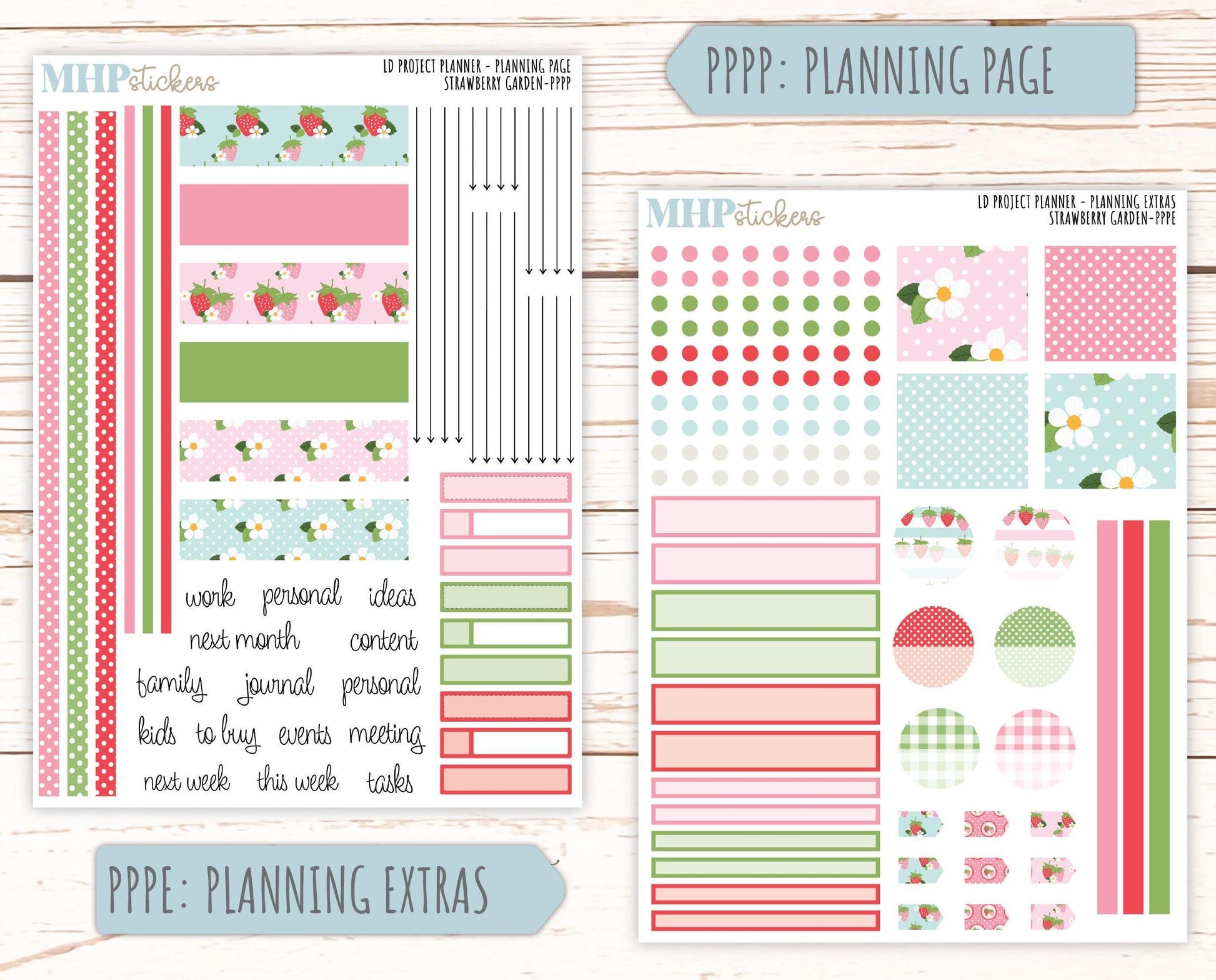 MAY Stickers for The Rose Large Laurel Denise Planner (Formerly Project Planner) "Strawberry Gardenr" || PPSG