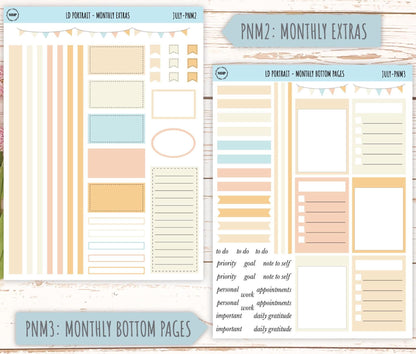 JULY Stickers for The Scout Laurel Denise Planner (formerly Portrait Planner). Neutral Color || PN