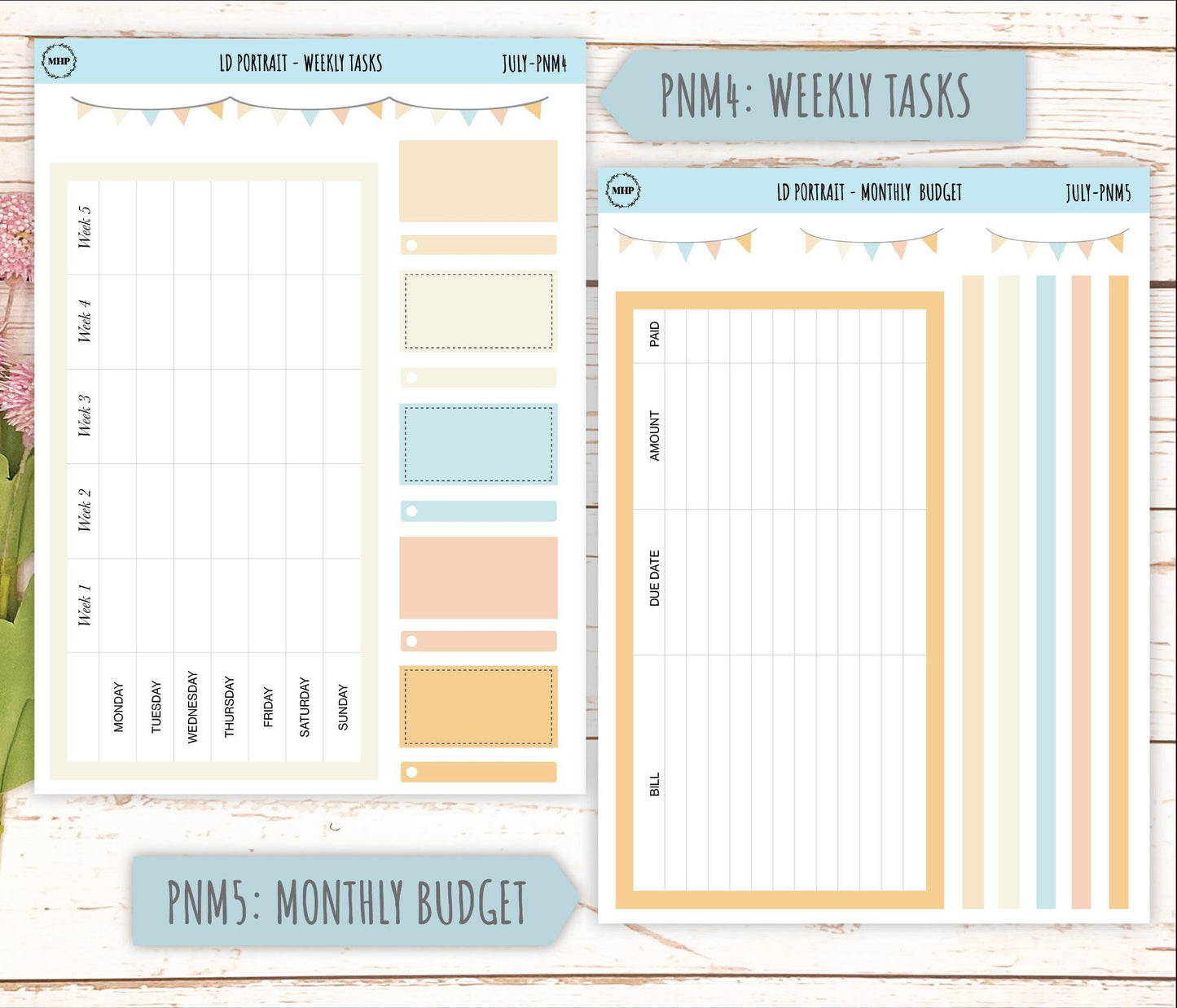 JULY Stickers for The Scout Laurel Denise Planner (formerly Portrait Planner). Neutral Color || PN