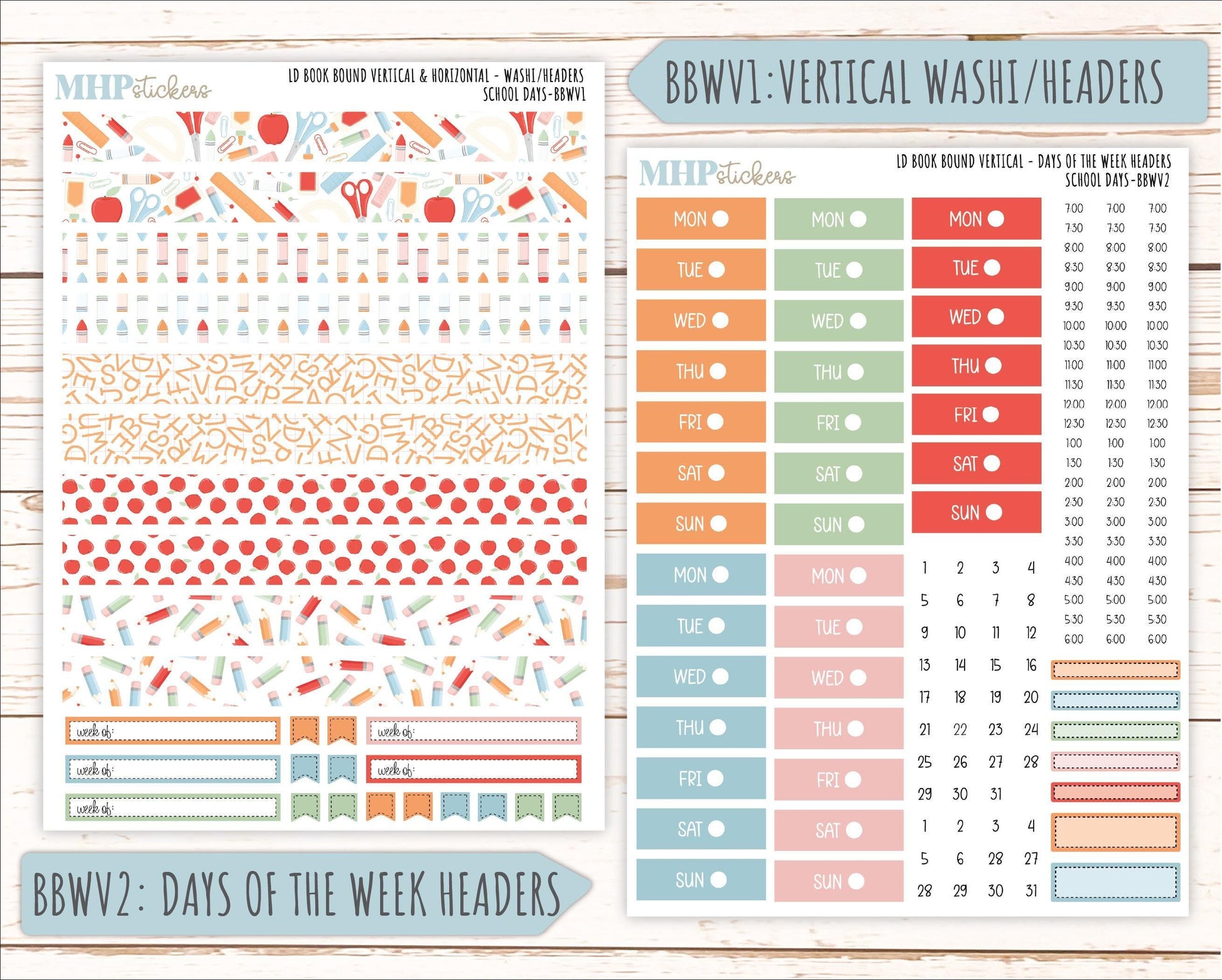 SEPTEMBER 2025 Stickers for The Mae & The Kristy Laurel Denise Planners ( Formerly Book Bound Planner) "School Days" || BB