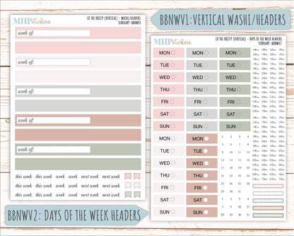 FEBRUARY Stickers for The Mae & Kristy Laurel Denise Planners (formerly Book Bound Planner). Neutral Color || BBN