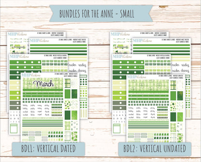 MARCH 2026 Stickers for Small Nancy & Anne Laurel Denise Planners. (Formerly Mini Planner) "Lucky Shamrock" || MN