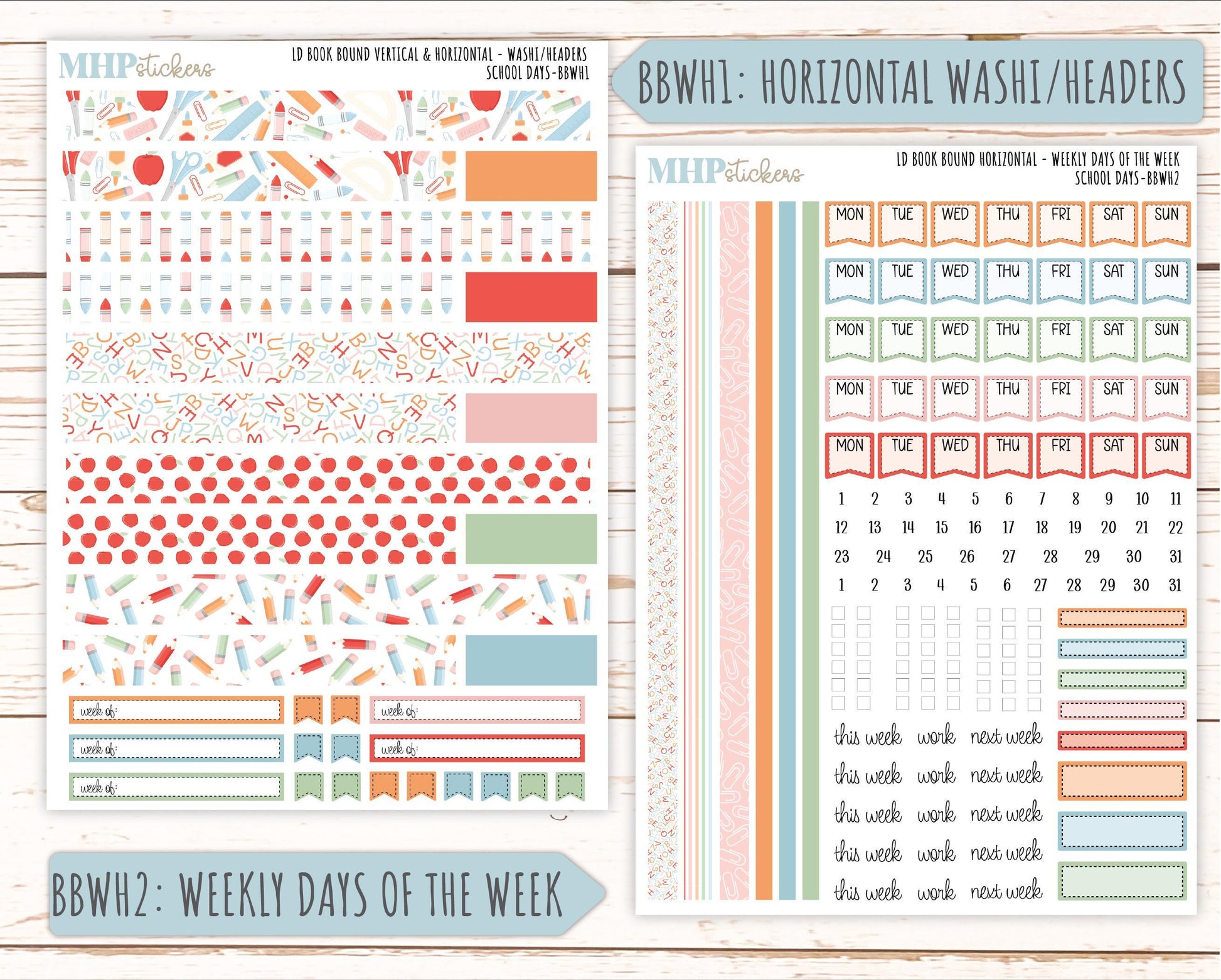 SEPTEMBER 2025 Stickers for The Mae & The Kristy Laurel Denise Planners ( Formerly Book Bound Planner) "School Days" || BB