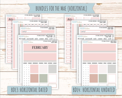 FEBRUARY Stickers for The Mae & Kristy Laurel Denise Planners (formerly Book Bound Planner). Neutral Color || BBN