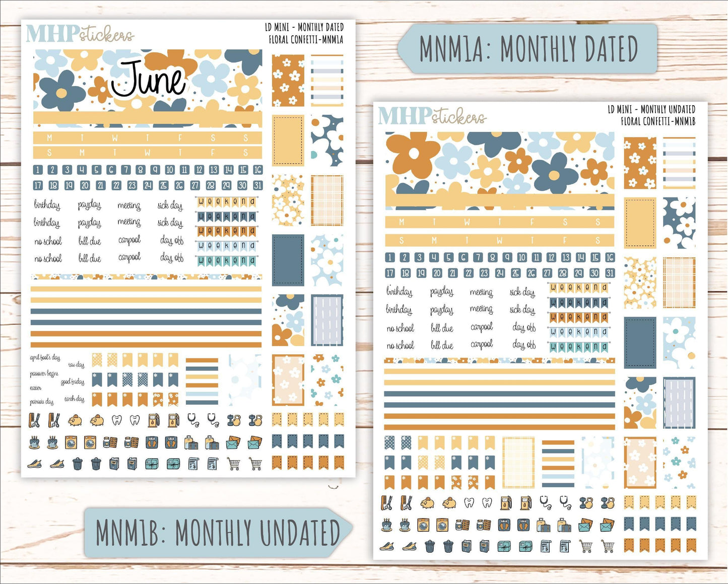 JUNE 2025 Stickers for Small Horizontal & Vertical Laurel Denise Planners. (Formerly Mini Planner) "Floral Confetti" || MNFC