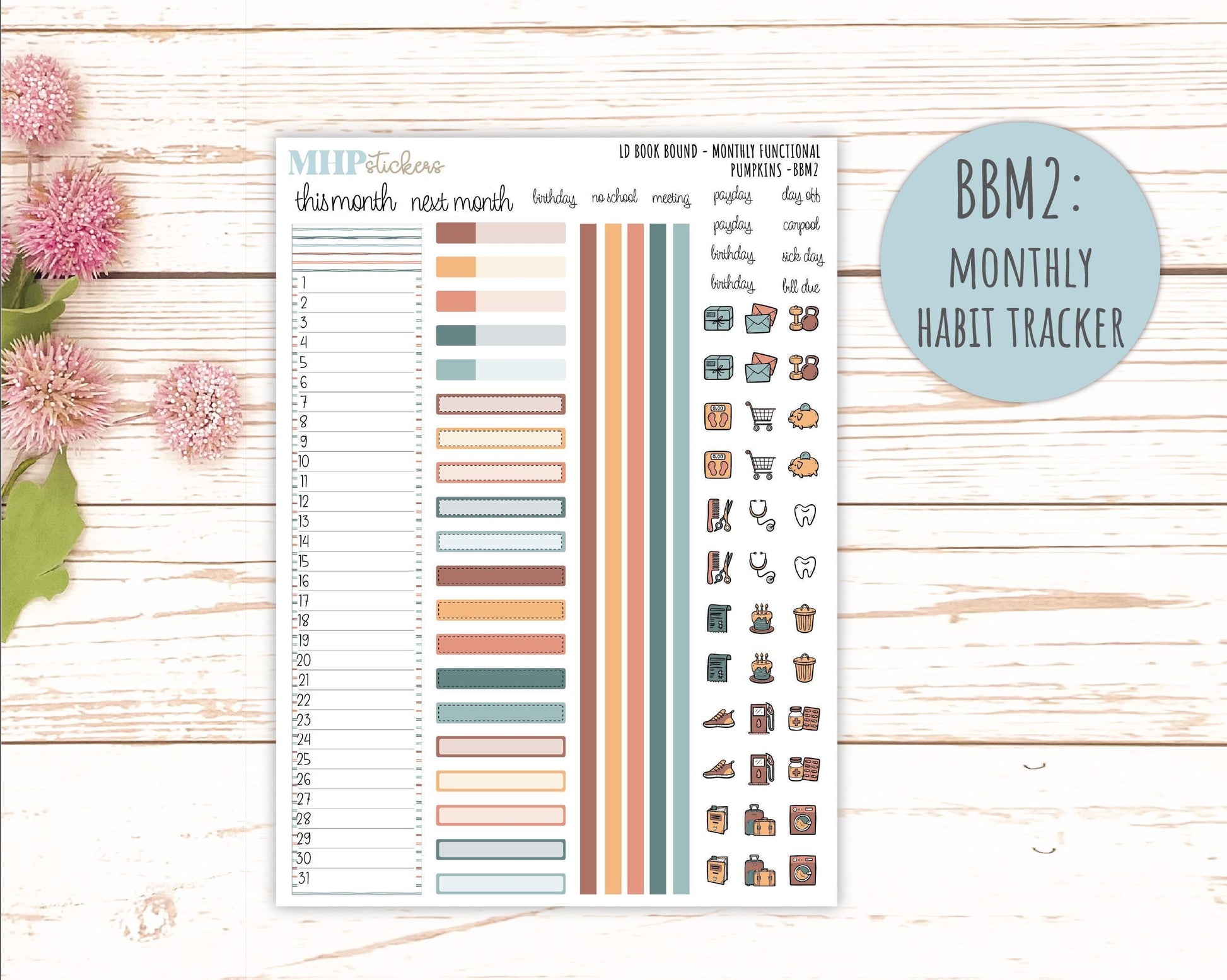OCTOBER 2025 Stickers for The Mae & The Kristy Laurel Denise Planners ( Formerly Book Bound Planner) "Pumpkins" || BB
