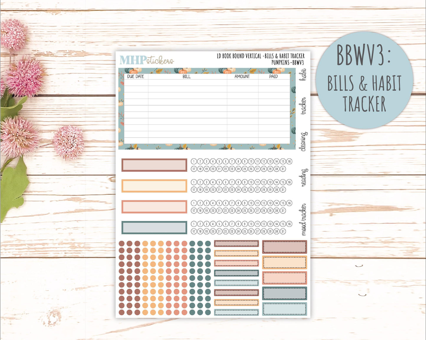 OCTOBER 2025 Stickers for The Mae & The Kristy Laurel Denise Planners ( Formerly Book Bound Planner) "Pumpkins" || BB