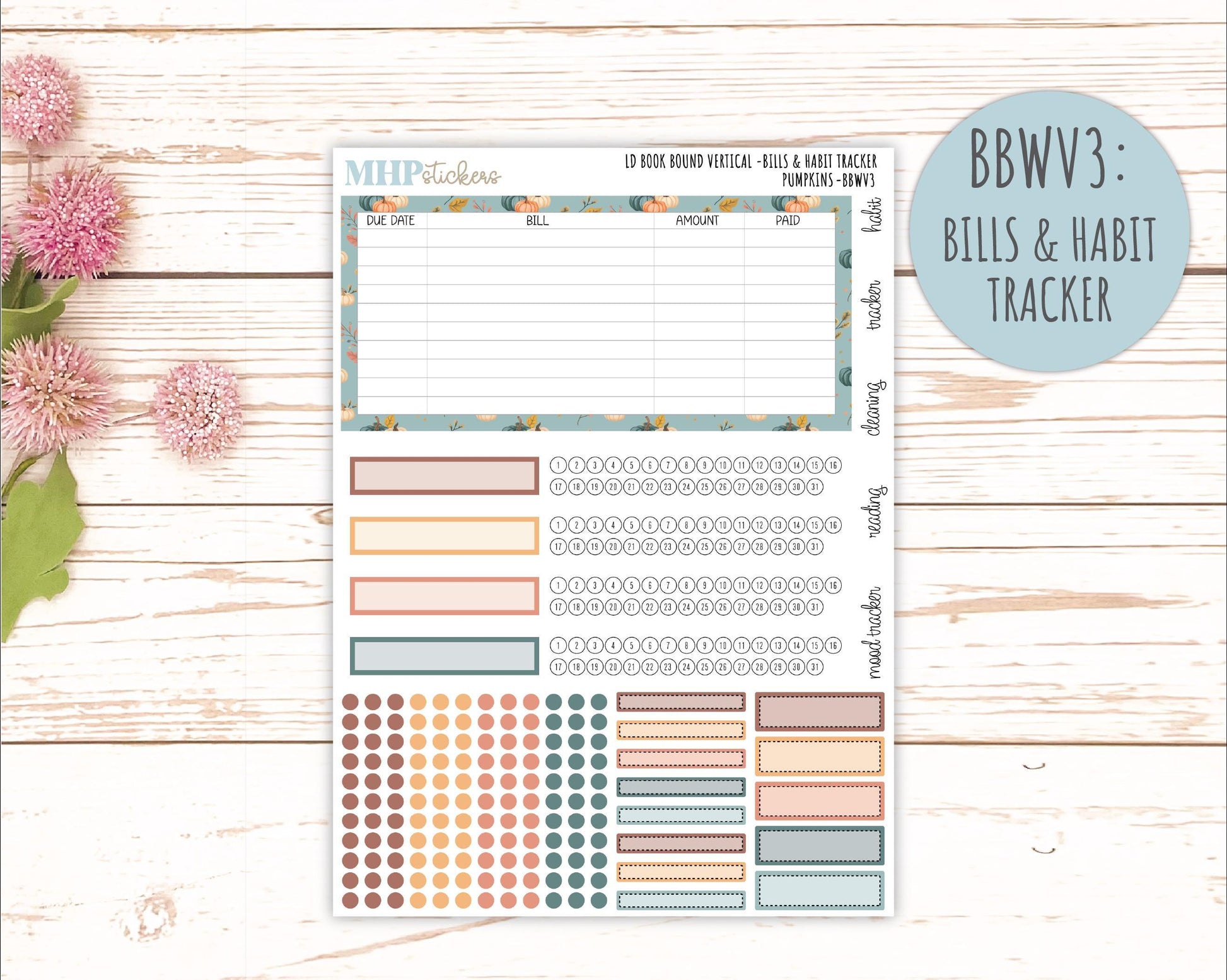 OCTOBER 2025 Stickers for The Mae & The Kristy Laurel Denise Planners ( Formerly Book Bound Planner) "Pumpkins" || BB