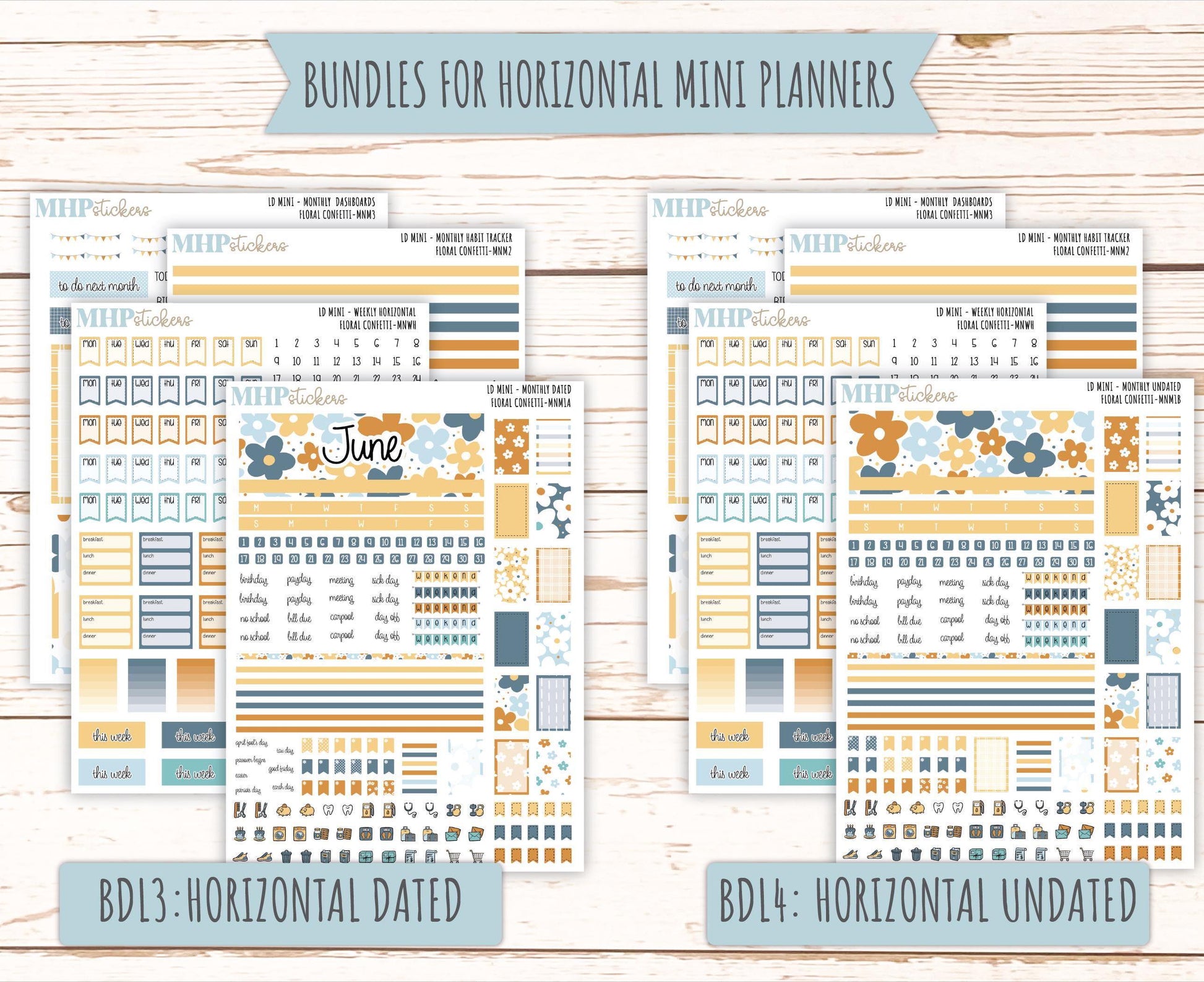 JUNE 2025 Stickers for Small Horizontal & Vertical Laurel Denise Planners. (Formerly Mini Planner) "Floral Confetti" || MNFC