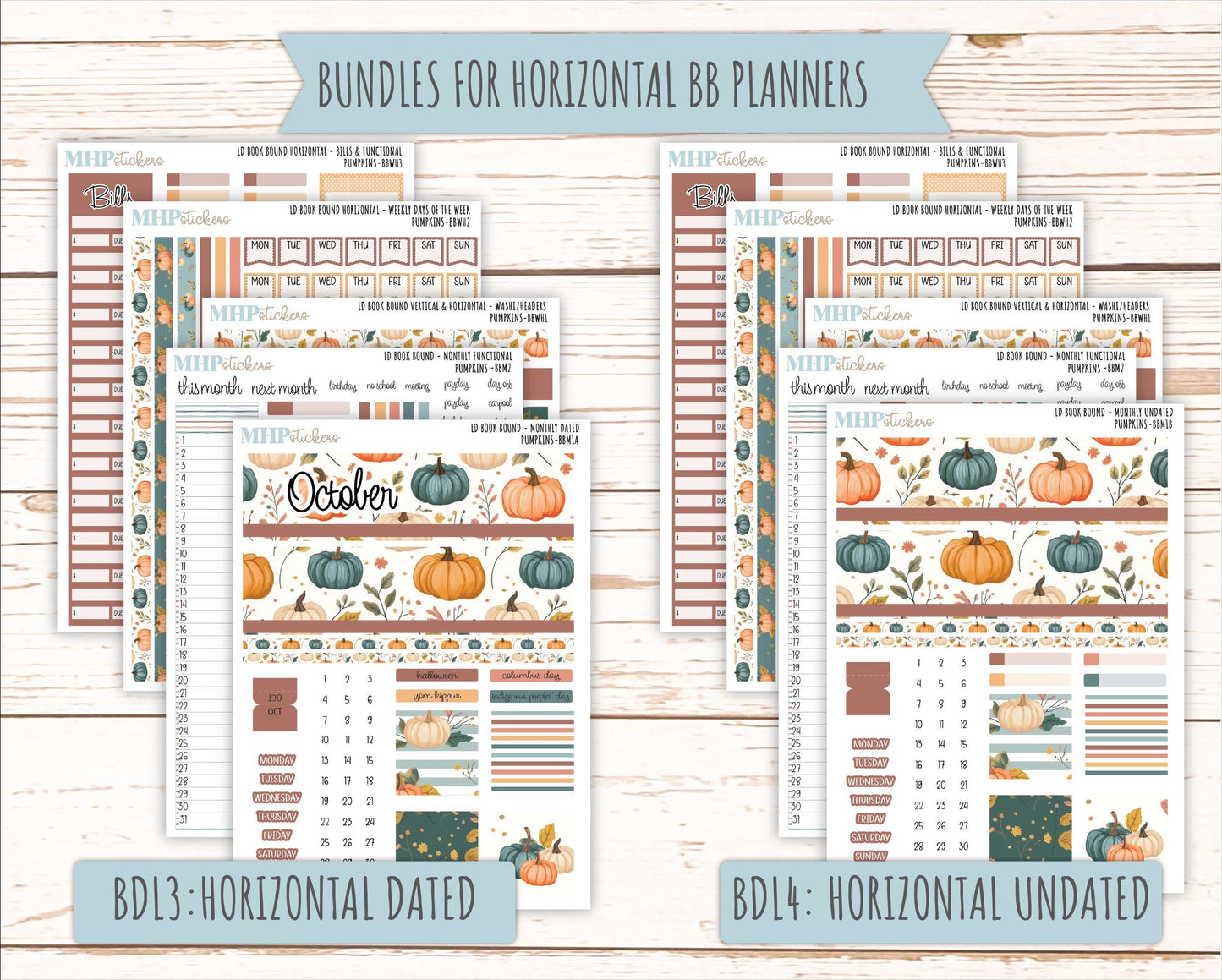 OCTOBER 2025 Stickers for The Mae & The Kristy Laurel Denise Planners ( Formerly Book Bound Planner) "Pumpkins" || BB