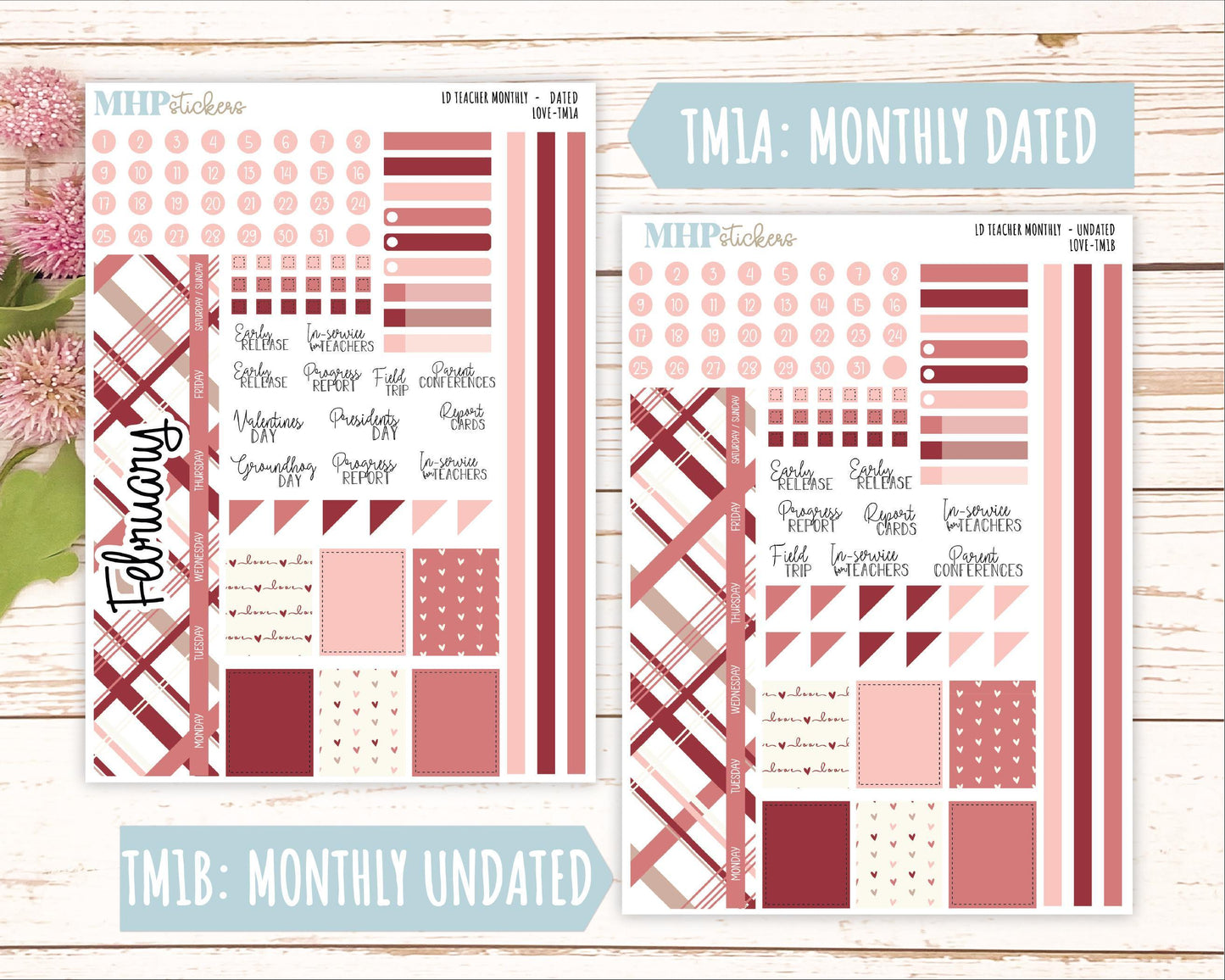 FEBRUARY Stickers for The Valerie Laurel Denise Planner (Formerly Teacher Planner) "LOVE" || TLV