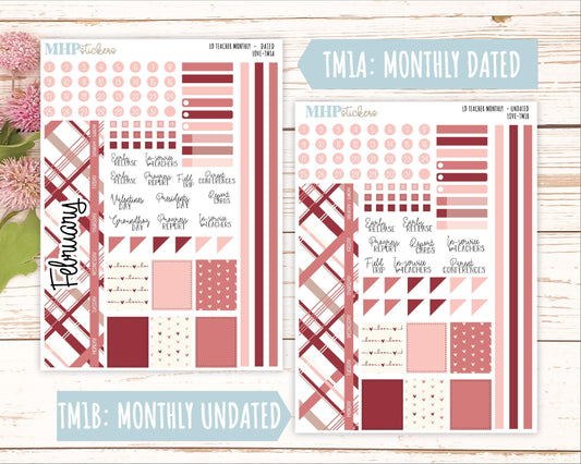 FEBRUARY Stickers for The Valerie Laurel Denise Planner (Formerly Teacher Planner) "LOVE" || TLV