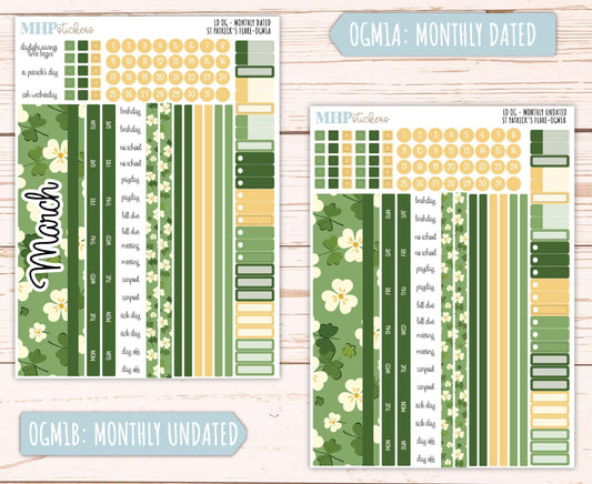MARCH 2025 Stickers for Large size Horizontal & Vertical Laurel Denise Planners. (Formerly Original Size) "St Patrick's Flare" || OGSPF