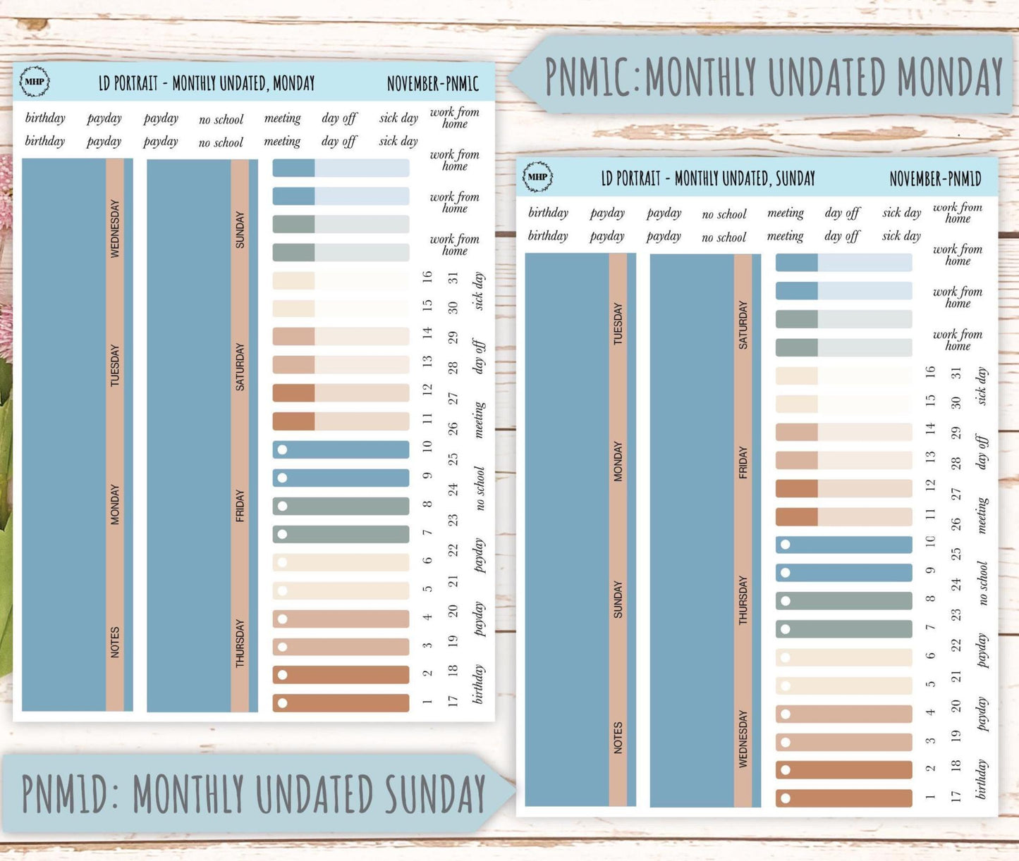 NOVEMBER Stickers for The Scout Laurel Denise Planner (formerly Portrait Planner). Neutral Color || PN