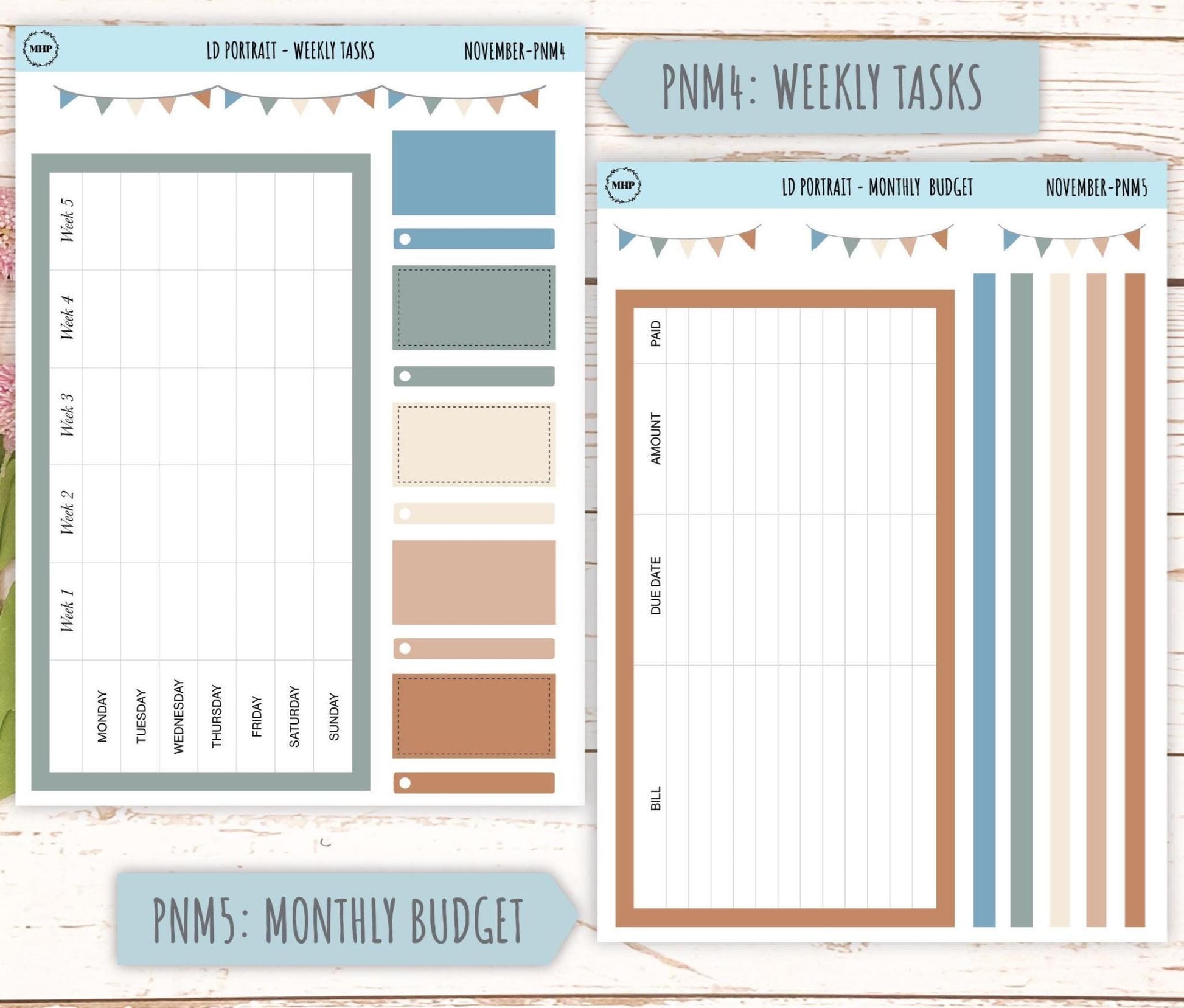 NOVEMBER Stickers for The Scout Laurel Denise Planner (formerly Portrait Planner). Neutral Color || PN