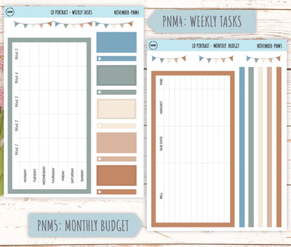 NOVEMBER Stickers for The Scout Laurel Denise Planner (formerly Portrait Planner). Neutral Color || PN