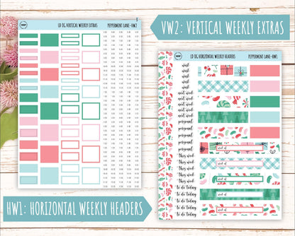 DECEMBER Stickers for Large size Horizontal & Vertical Laurel Denise Planner. (Formerly Original or Standar Size) "Peppermint Lane" || OGPL