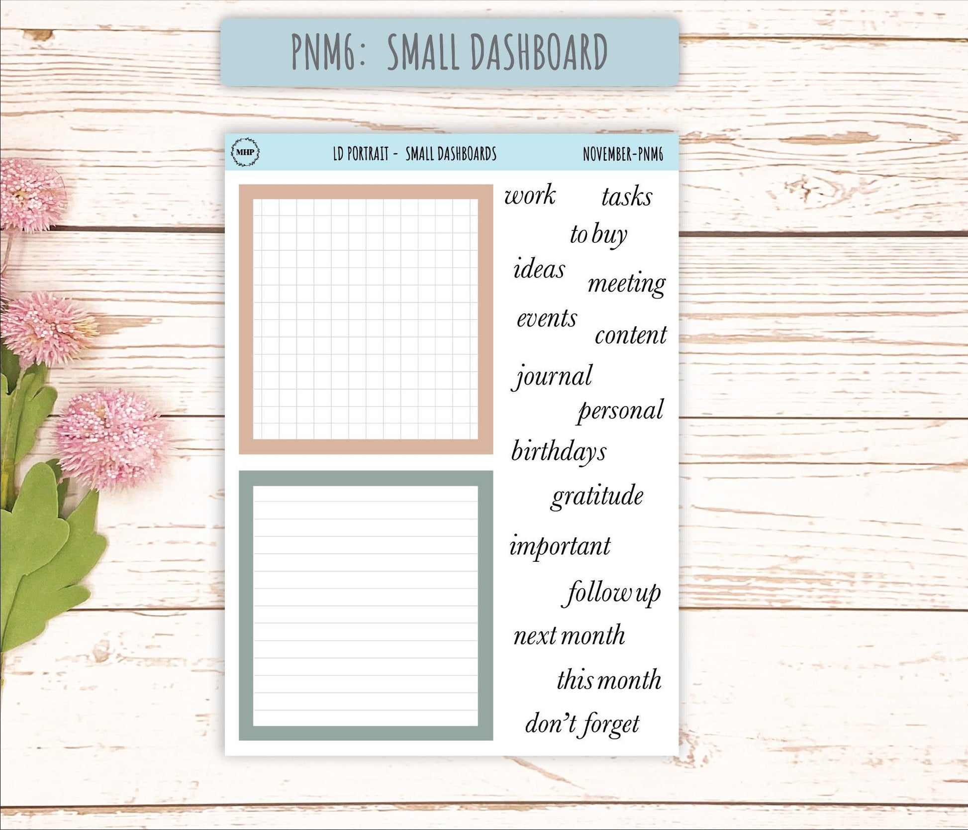 NOVEMBER Stickers for The Scout Laurel Denise Planner (formerly Portrait Planner). Neutral Color || PN