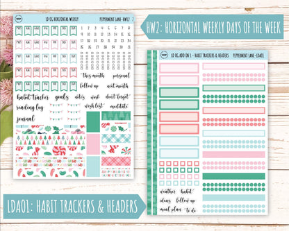 DECEMBER Stickers for Large size Horizontal & Vertical Laurel Denise Planner. (Formerly Original or Standar Size) "Peppermint Lane" || OGPL