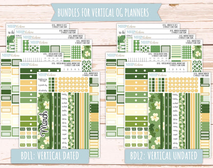 MARCH 2025 Stickers for Large size Horizontal & Vertical Laurel Denise Planners. (Formerly Original Size) "St Patrick's Flare" || OGSPF