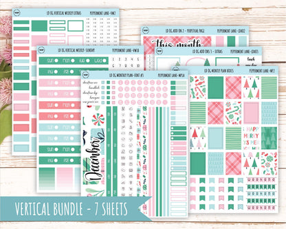 DECEMBER Stickers for Large size Horizontal & Vertical Laurel Denise Planner. (Formerly Original or Standar Size) "Peppermint Lane" || OGPL