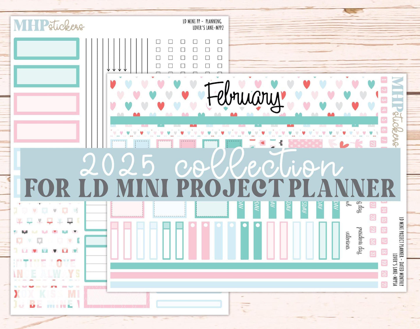 FEBRUARY 2025 Stickers for The Rose Small Laurel Denise Planner (Formerly Mini Project Planner) "Lover's Lane" || MPPLL