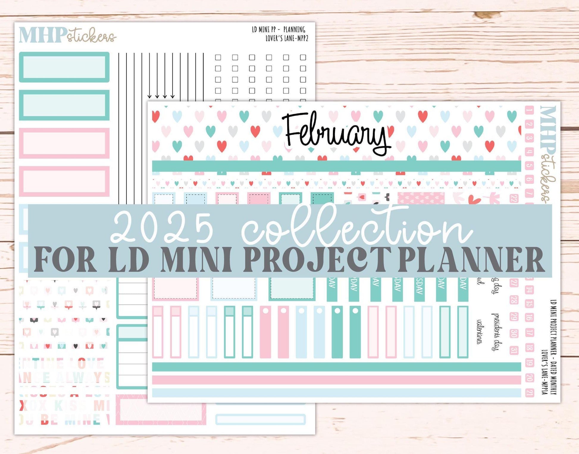 FEBRUARY 2025 Stickers for The Rose Small Laurel Denise Planner (Formerly Mini Project Planner) "Lover's Lane" || MPPLL