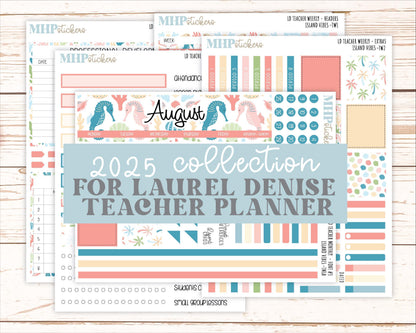 AUGUST Stickers for The Valerie Laurel Denise Planner (Formerly Teacher Planner) "Island Vibes" || TCIV