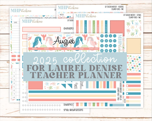 AUGUST Stickers for The Valerie Laurel Denise Planner (Formerly Teacher Planner) "Island Vibes" || TCIV