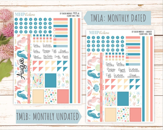 AUGUST Stickers for The Valerie Laurel Denise Planner (Formerly Teacher Planner) "Island Vibes" || TCIV