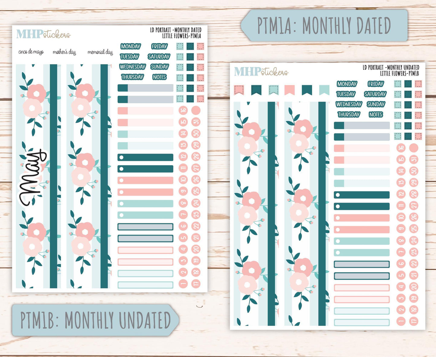 MAY 2025 Stickers for The Scout Laurel Denise Planner (formerly Portrait Planner). "Little Flowers" || PTLF