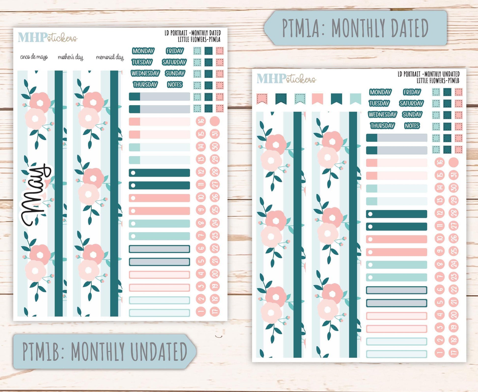 MAY 2025 Stickers for The Scout Laurel Denise Planner (formerly Portrait Planner). "Little Flowers" || PTLF
